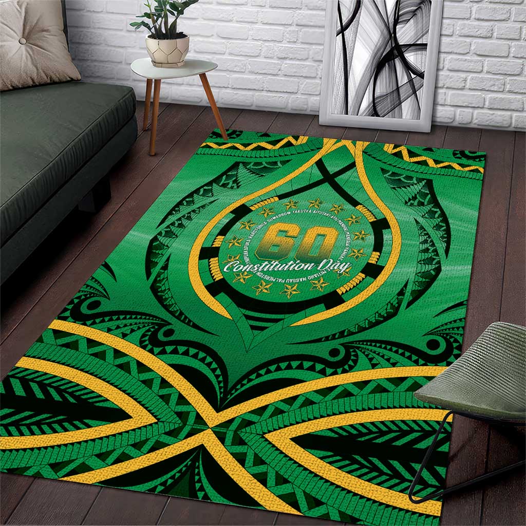Cook Islands Constitution Day Area Rug 60th Anniversary - Polynesian Pride