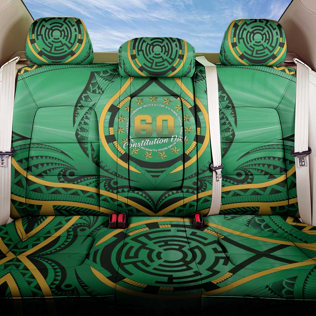 Cook Islands Constitution Day Back Car Seat Cover 60th Anniversary - Polynesian Pride