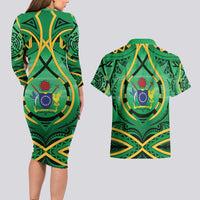 Cook Islands Constitution Day Couples Matching Long Sleeve Bodycon Dress and Hawaiian Shirt 60th Anniversary - Polynesian Pride
