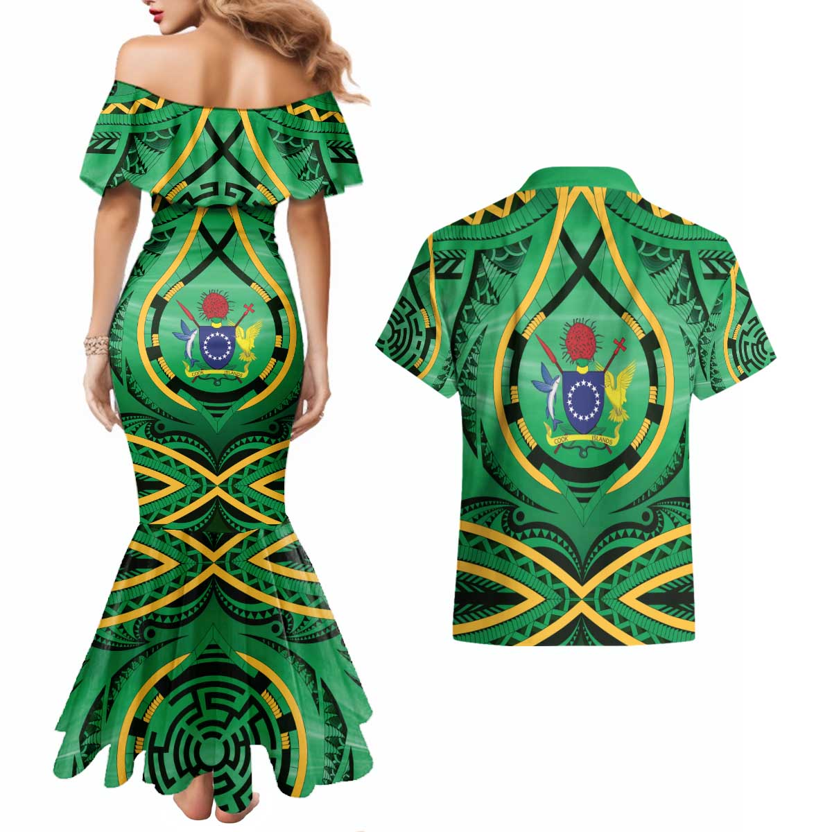 Cook Islands Constitution Day Couples Matching Mermaid Dress and Hawaiian Shirt 60th Anniversary - Polynesian Pride
