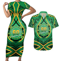 Cook Islands Constitution Day Couples Matching Short Sleeve Bodycon Dress and Hawaiian Shirt 60th Anniversary - Polynesian Pride