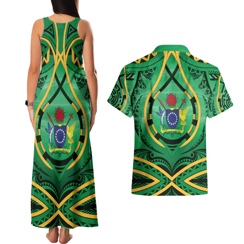Cook Islands Constitution Day Couples Matching Tank Maxi Dress and Hawaiian Shirt 60th Anniversary - Polynesian Pride