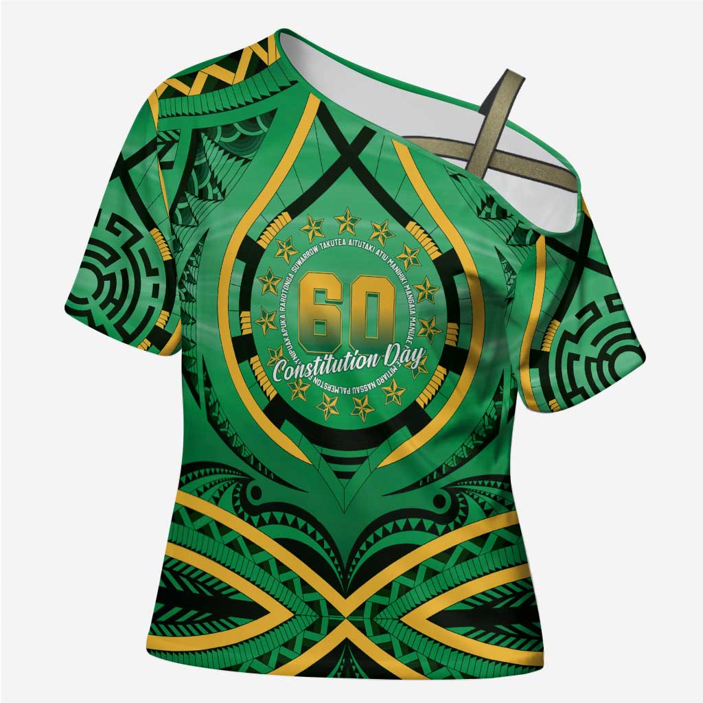 Cook Islands Constitution Day Cross Shoulder Shirt 60th Anniversary - Polynesian Pride