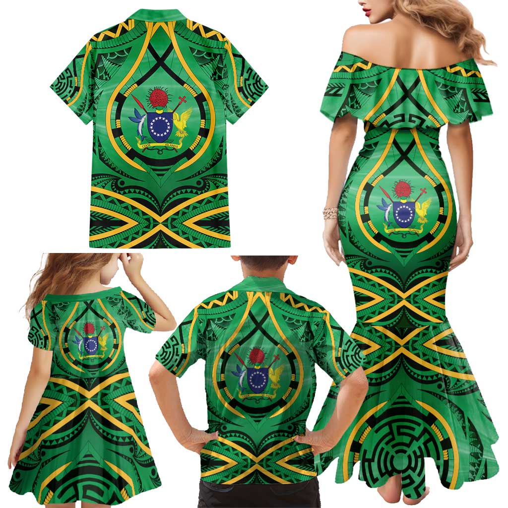 Cook Islands Constitution Day Family Matching Mermaid Dress and Hawaiian Shirt 60th Anniversary - Polynesian Pride