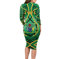 Cook Islands Constitution Day Long Sleeve Bodycon Dress 60th Anniversary - Polynesian Pride