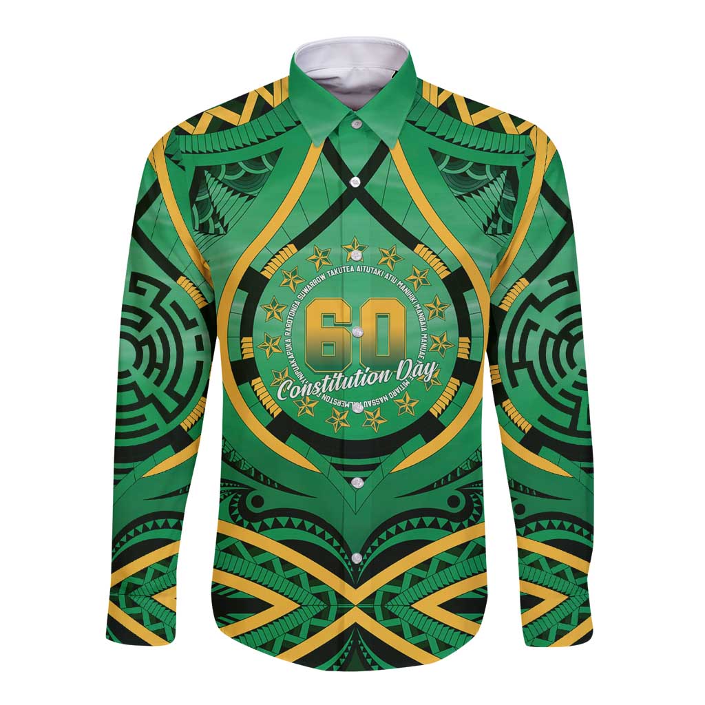 Cook Islands Constitution Day Long Sleeve Button Shirt 60th Anniversary - Polynesian Pride