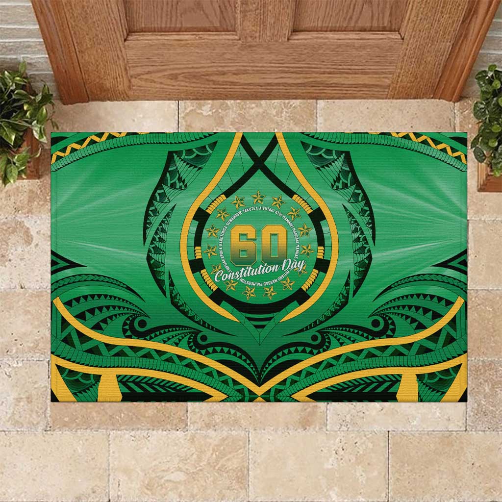 Cook Islands Constitution Day Rubber Doormat 60th Anniversary - Polynesian Pride