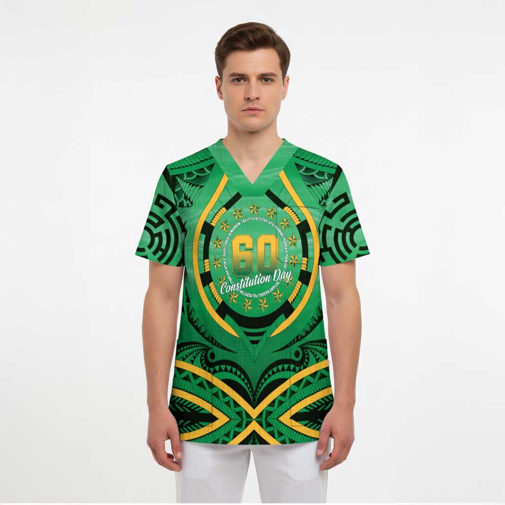 Cook Islands Constitution Day Scrub Top 60th Anniversary - Polynesian Pride