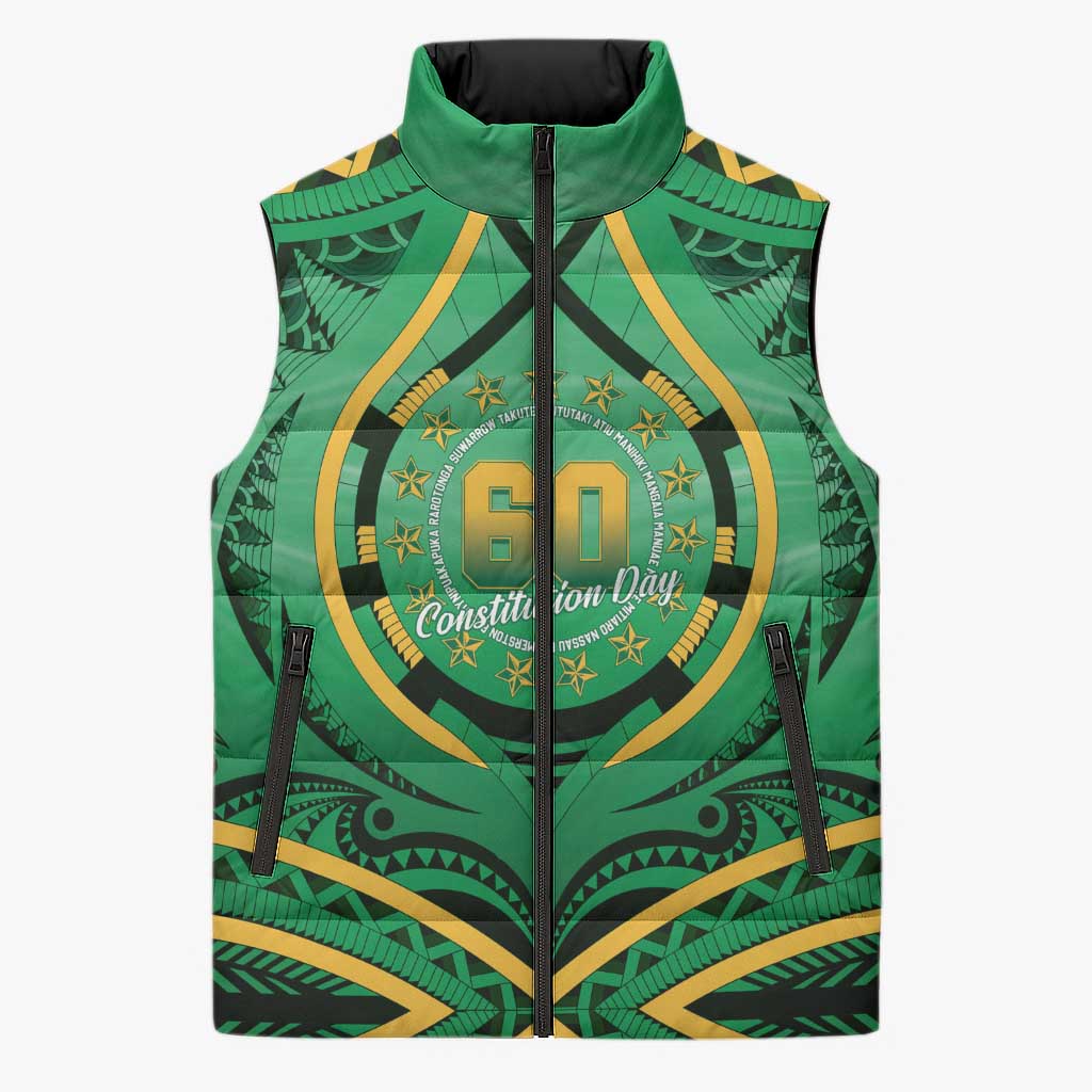Cook Islands Constitution Day Sleeveless Puffer Jacket 60th Anniversary - Polynesian Pride