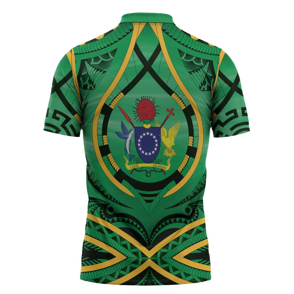 Cook Islands Constitution Day Zipper Polo Shirt 60th Anniversary - Polynesian Pride