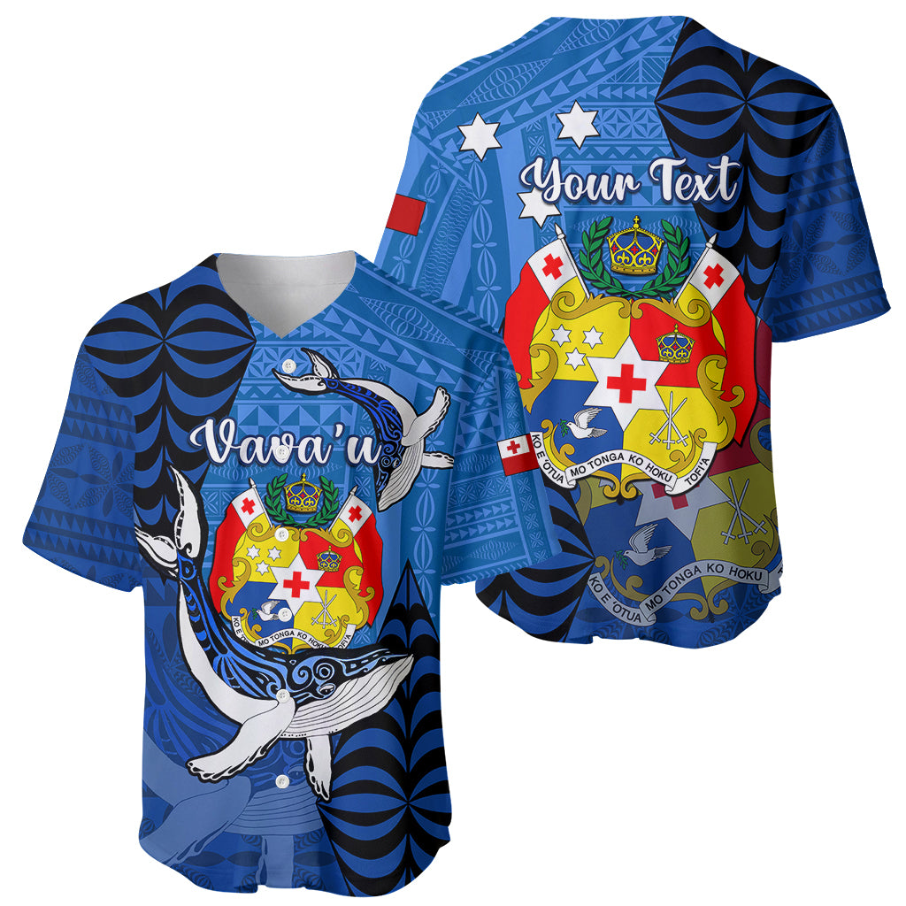 Personalized Tonga Vavau Baseball Jersey Humpback Whale Coat Of Arms With Ngatu Pattern LT05 - Polynesian Pride