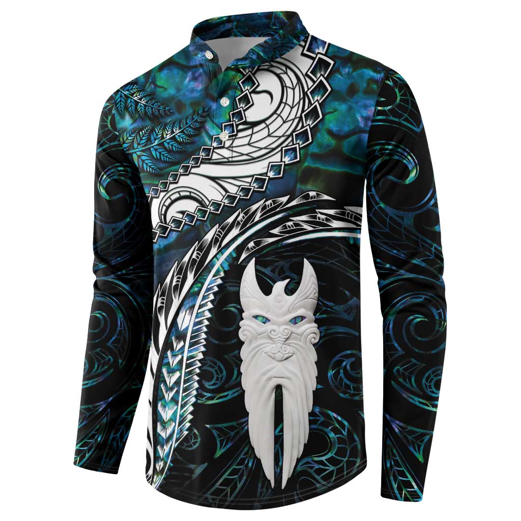 New Zealand Aotearoa Button Sweatshirt Maori Hei Rehua Paua Shell Glitter Green LT05 - Polynesian Pride