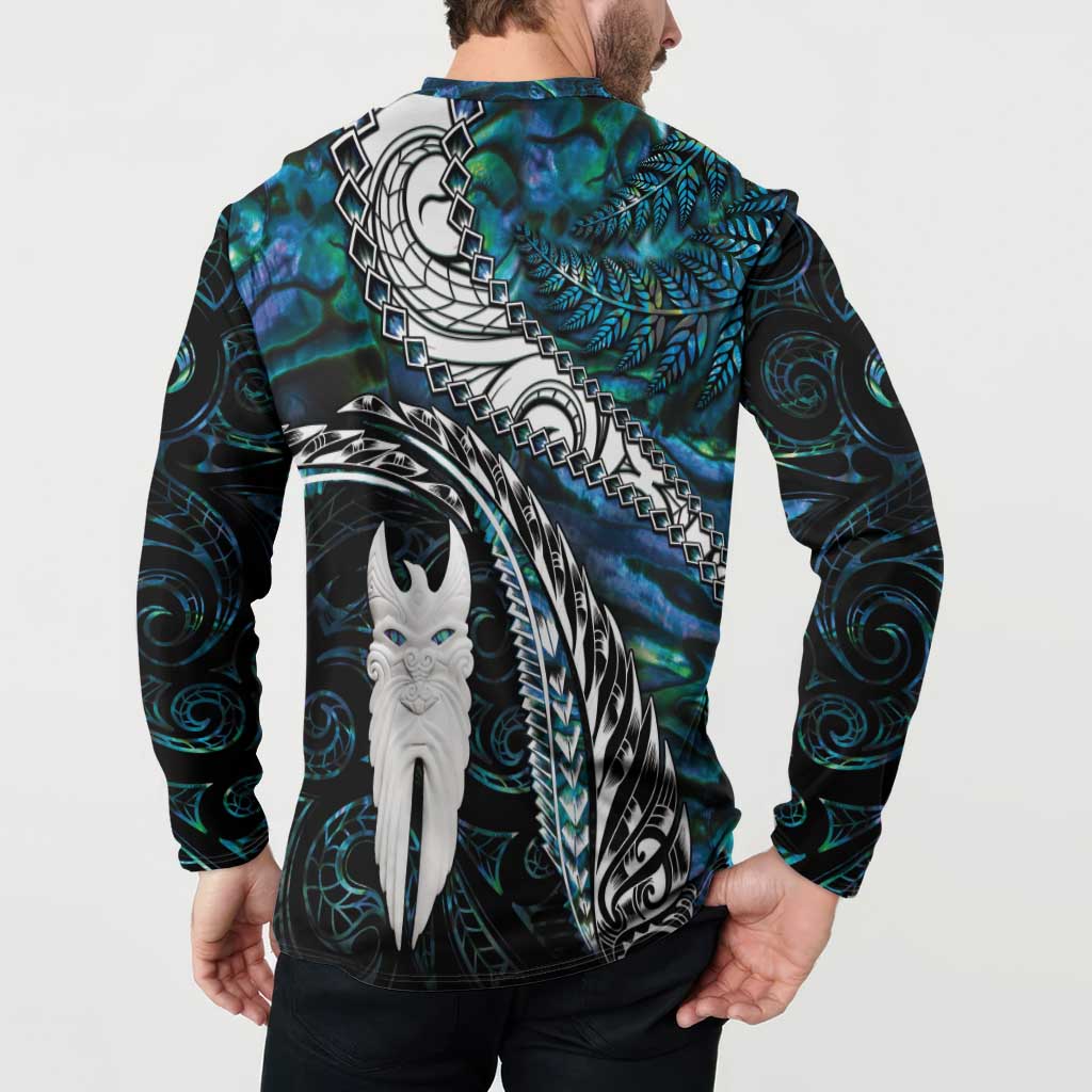 New Zealand Aotearoa Button Sweatshirt Maori Hei Rehua Paua Shell Glitter Green LT05 - Polynesian Pride