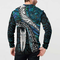 New Zealand Aotearoa Button Sweatshirt Maori Hei Rehua Paua Shell Glitter Green LT05 - Polynesian Pride