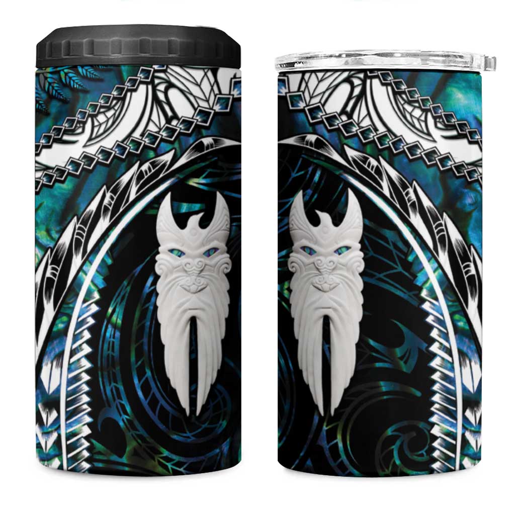 New Zealand Aotearoa 4 in 1 Can Cooler Tumbler Maori Hei Rehua Paua Shell Glitter Green