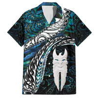 New Zealand Aotearoa Family Matching Long Sleeve Bodycon Dress and Hawaiian Shirt Maori Hei Rehua Paua Shell Glitter Green LT05 Dad's Shirt - Short Sleeve Green - Polynesian Pride