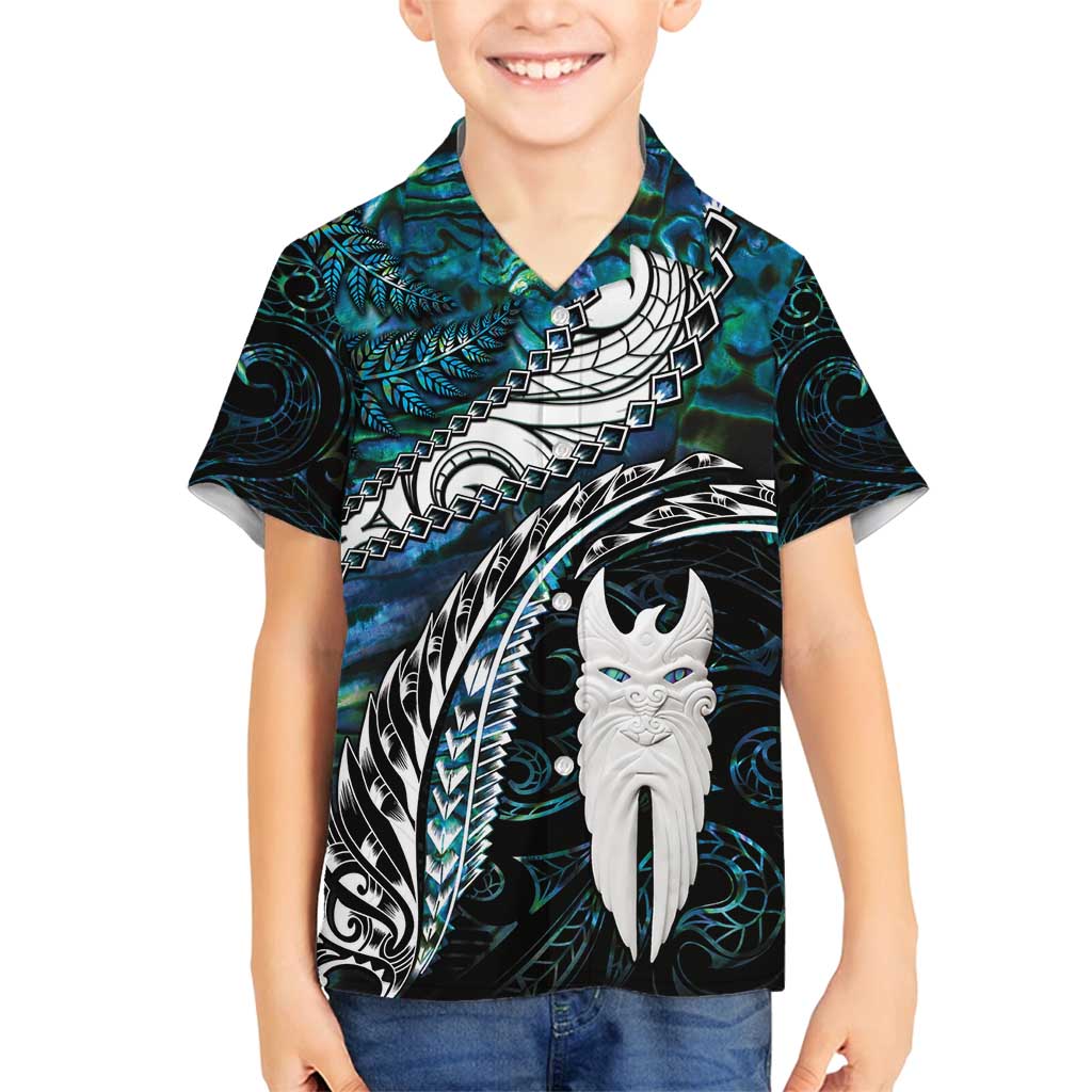 New Zealand Aotearoa Family Matching Long Sleeve Bodycon Dress and Hawaiian Shirt Maori Hei Rehua Paua Shell Glitter Green LT05 Son's Shirt Green - Polynesian Pride