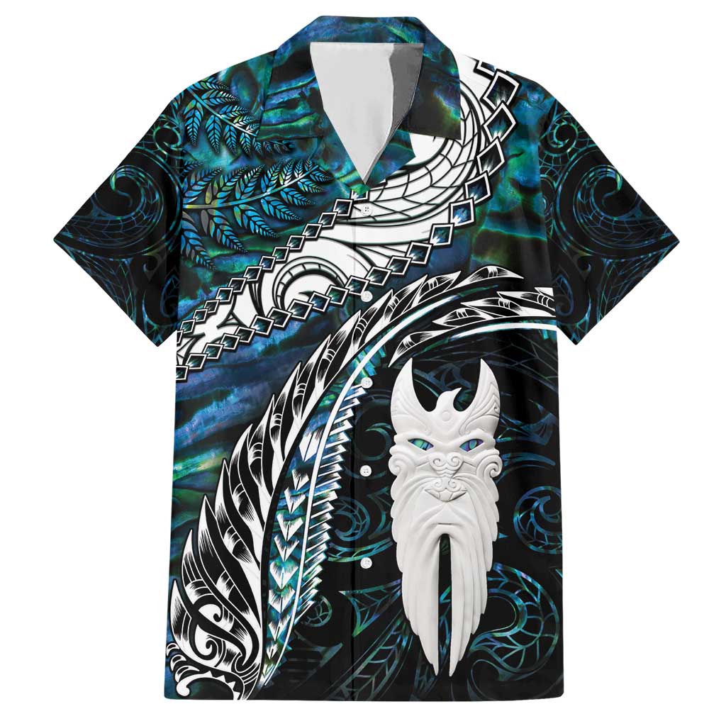 New Zealand Aotearoa Family Matching Short Sleeve Bodycon Dress and Hawaiian Shirt Maori Hei Rehua Paua Shell Glitter Green LT05 Dad's Shirt - Short Sleeve Green - Polynesian Pride