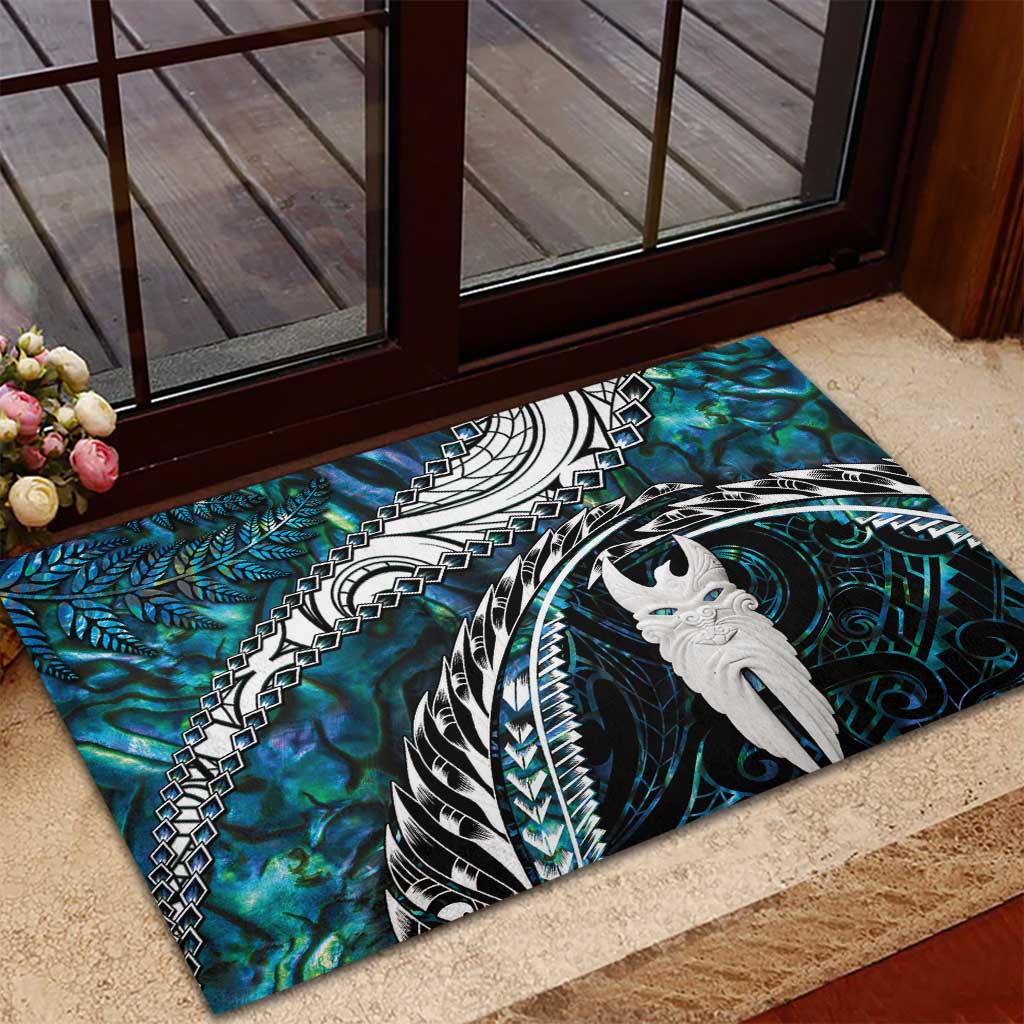 New Zealand Aotearoa Rubber Doormat Maori Hei Rehua Paua Shell Glitter Green