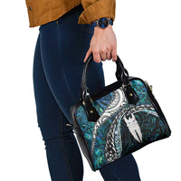 New Zealand Aotearoa Shoulder Handbag Maori Hei Rehua Paua Shell Glitter Green