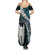 New Zealand Aotearoa Summer Maxi Dress Maori Hei Rehua Paua Shell Glitter Green