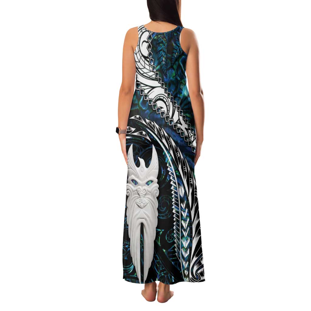 New Zealand Aotearoa Tank Maxi Dress Maori Hei Rehua Paua Shell Glitter Green