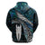 New Zealand Aotearoa Zip Hoodie Maori Hei Rehua Paua Shell Glitter Green