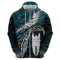 New Zealand Aotearoa Zip Hoodie Maori Hei Rehua Paua Shell Glitter Green LT05 - Polynesian Pride