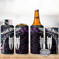 New Zealand Aotearoa 4 in 1 Can Cooler Tumbler Maori Hei Rehua Paua Shell Glitter Purple
