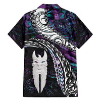 New Zealand Aotearoa Family Matching Puletasi and Hawaiian Shirt Maori Hei Rehua Paua Shell Glitter Purple LT05 - Polynesian Pride