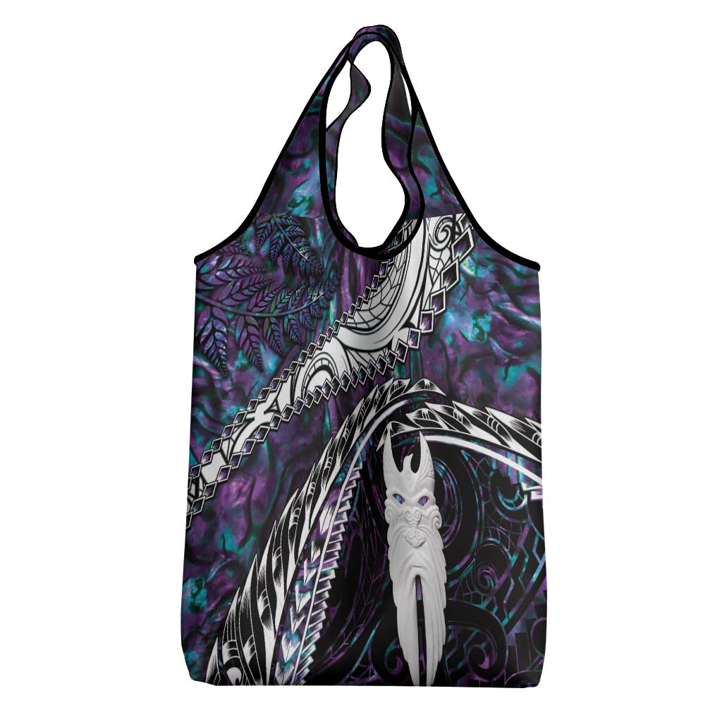 New Zealand Aotearoa Grocery Bag Maori Hei Rehua Paua Shell Glitter Purple