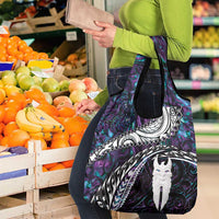 New Zealand Aotearoa Grocery Bag Maori Hei Rehua Paua Shell Glitter Purple