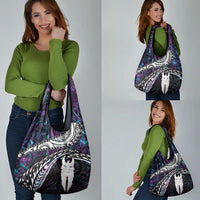 New Zealand Aotearoa Grocery Bag Maori Hei Rehua Paua Shell Glitter Purple
