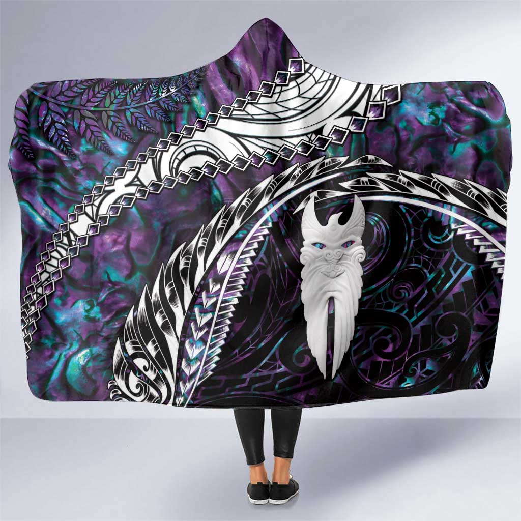 New Zealand Aotearoa Hooded Blanket Maori Hei Rehua Paua Shell Glitter Purple