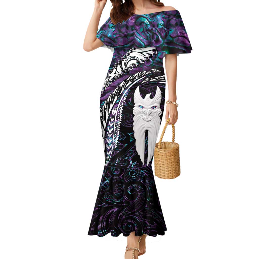 New Zealand Aotearoa Mermaid Dress Maori Hei Rehua Paua Shell Glitter Purple LT05 Women Purple - Polynesian Pride