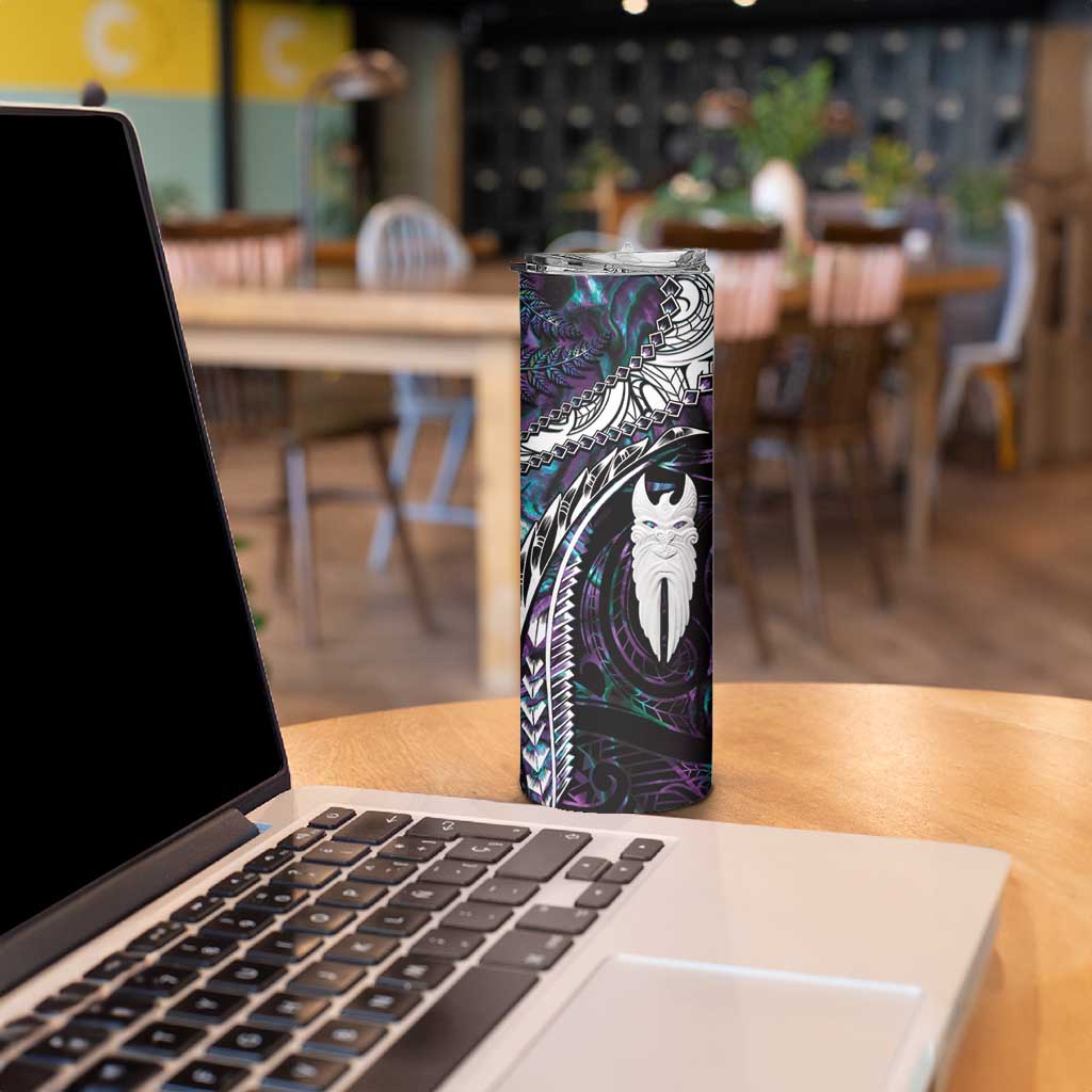 New Zealand Aotearoa Skinny Tumbler Maori Hei Rehua Paua Shell Glitter Purple