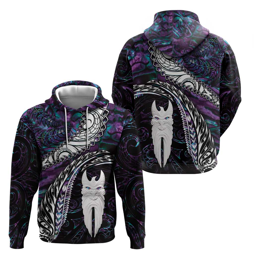 New Zealand Aotearoa Zip Hoodie Maori Hei Rehua Paua Shell Glitter Purple LT05 - Polynesian Pride