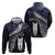 New Zealand Aotearoa Zip Hoodie Maori Hei Rehua Paua Shell Glitter Purple