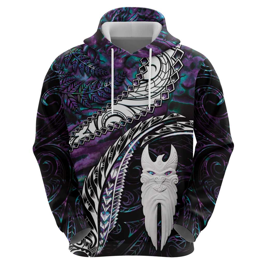 New Zealand Aotearoa Zip Hoodie Maori Hei Rehua Paua Shell Glitter Purple LT05 - Polynesian Pride