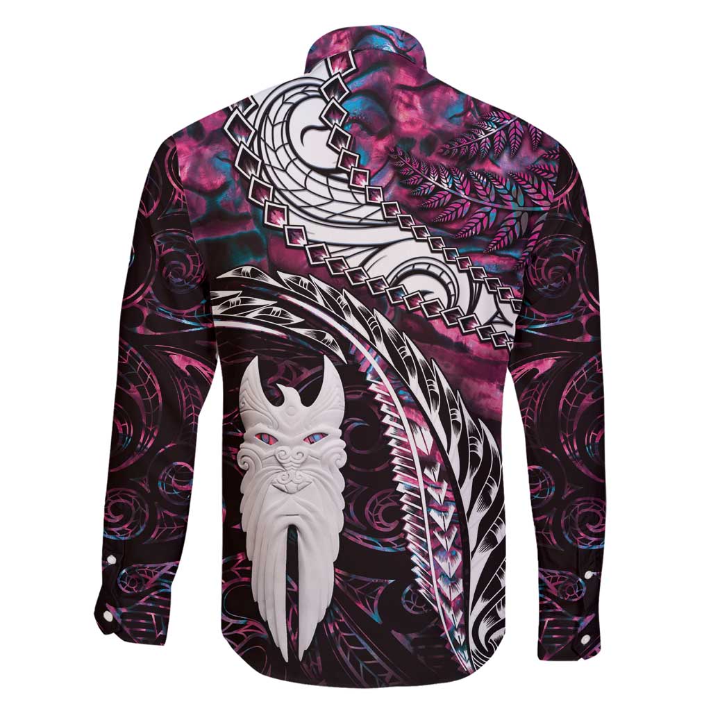 New Zealand Aotearoa Family Matching Mermaid Dress and Hawaiian Shirt Maori Hei Rehua Paua Shell Glitter Pink LT05 - Polynesian Pride