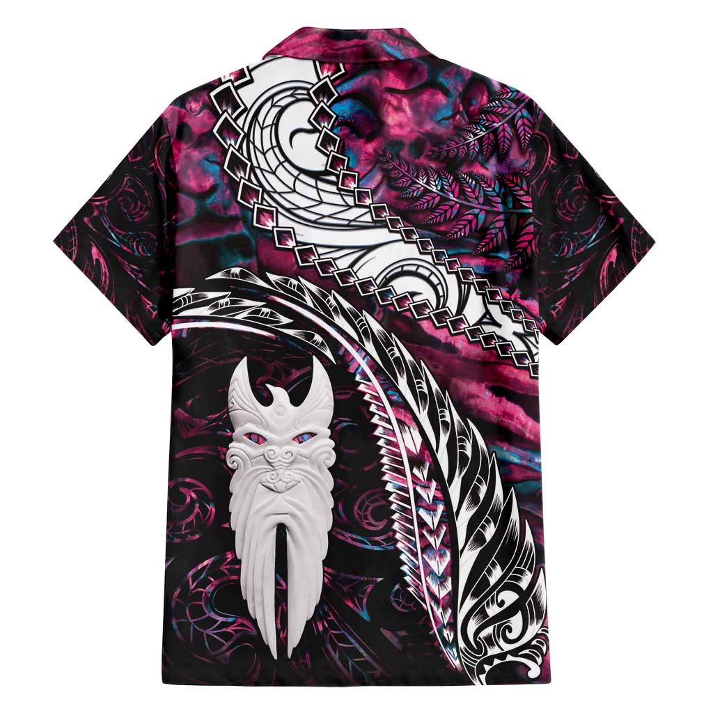 New Zealand Aotearoa Family Matching Off Shoulder Maxi Dress and Hawaiian Shirt Maori Hei Rehua Paua Shell Glitter Pink LT05 - Polynesian Pride