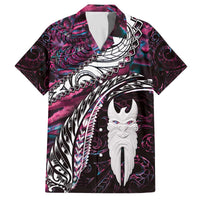 New Zealand Aotearoa Family Matching Puletasi and Hawaiian Shirt Maori Hei Rehua Paua Shell Glitter Pink LT05 Dad's Shirt - Short Sleeve Pink - Polynesian Pride