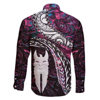 New Zealand Aotearoa Family Matching Puletasi and Hawaiian Shirt Maori Hei Rehua Paua Shell Glitter Pink LT05 - Polynesian Pride