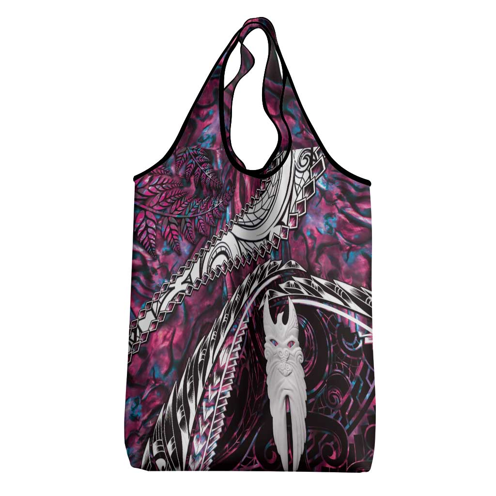 New Zealand Aotearoa Grocery Bag Maori Hei Rehua Paua Shell Glitter Pink