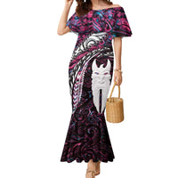New Zealand Aotearoa Mermaid Dress Maori Hei Rehua Paua Shell Glitter Pink LT05 Women Pink - Polynesian Pride