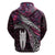 New Zealand Aotearoa Zip Hoodie Maori Hei Rehua Paua Shell Glitter Pink