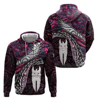 New Zealand Aotearoa Zip Hoodie Maori Hei Rehua Paua Shell Glitter Pink LT05 - Polynesian Pride