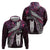 New Zealand Aotearoa Zip Hoodie Maori Hei Rehua Paua Shell Glitter Pink