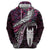 New Zealand Aotearoa Zip Hoodie Maori Hei Rehua Paua Shell Glitter Pink