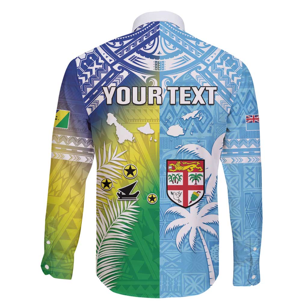 Personalised Happy Malampa Fiji Day Family Matching Long Sleeve Bodycon Dress and Hawaiian Shirt Half Mix Style LT05 - Polynesian Pride